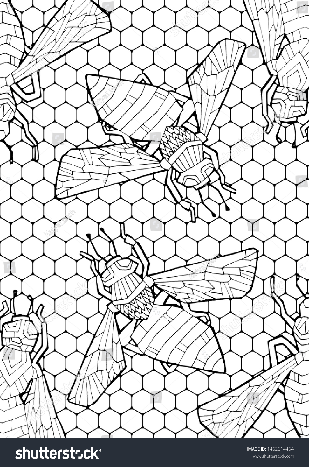 Bee coloring adult mãs de ilustraciones y dibujos de stock con licencia libres de regalãas