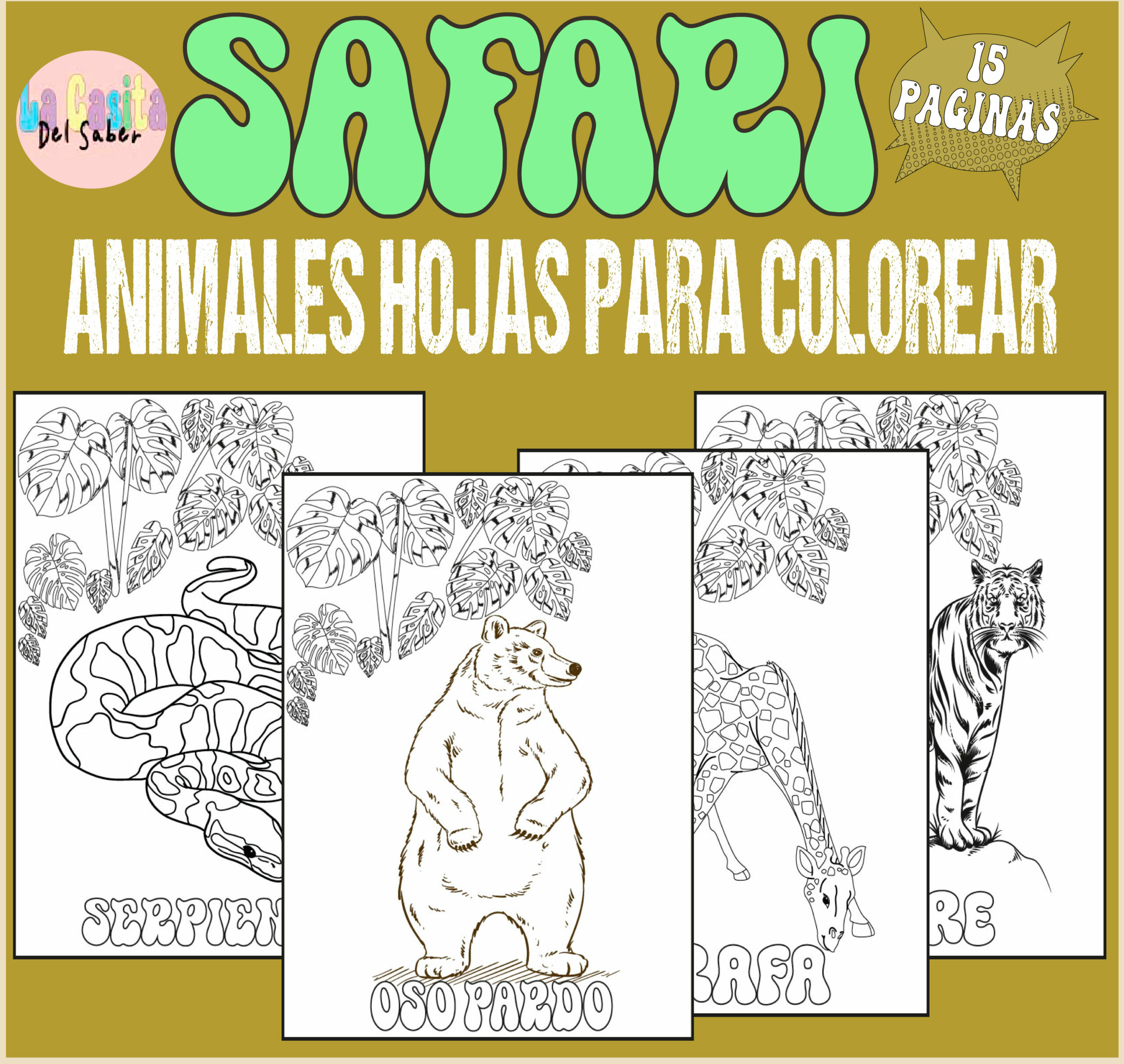 Safari selva animales hojas para colorearsafari jungle coloring pages in spanish made by teachers