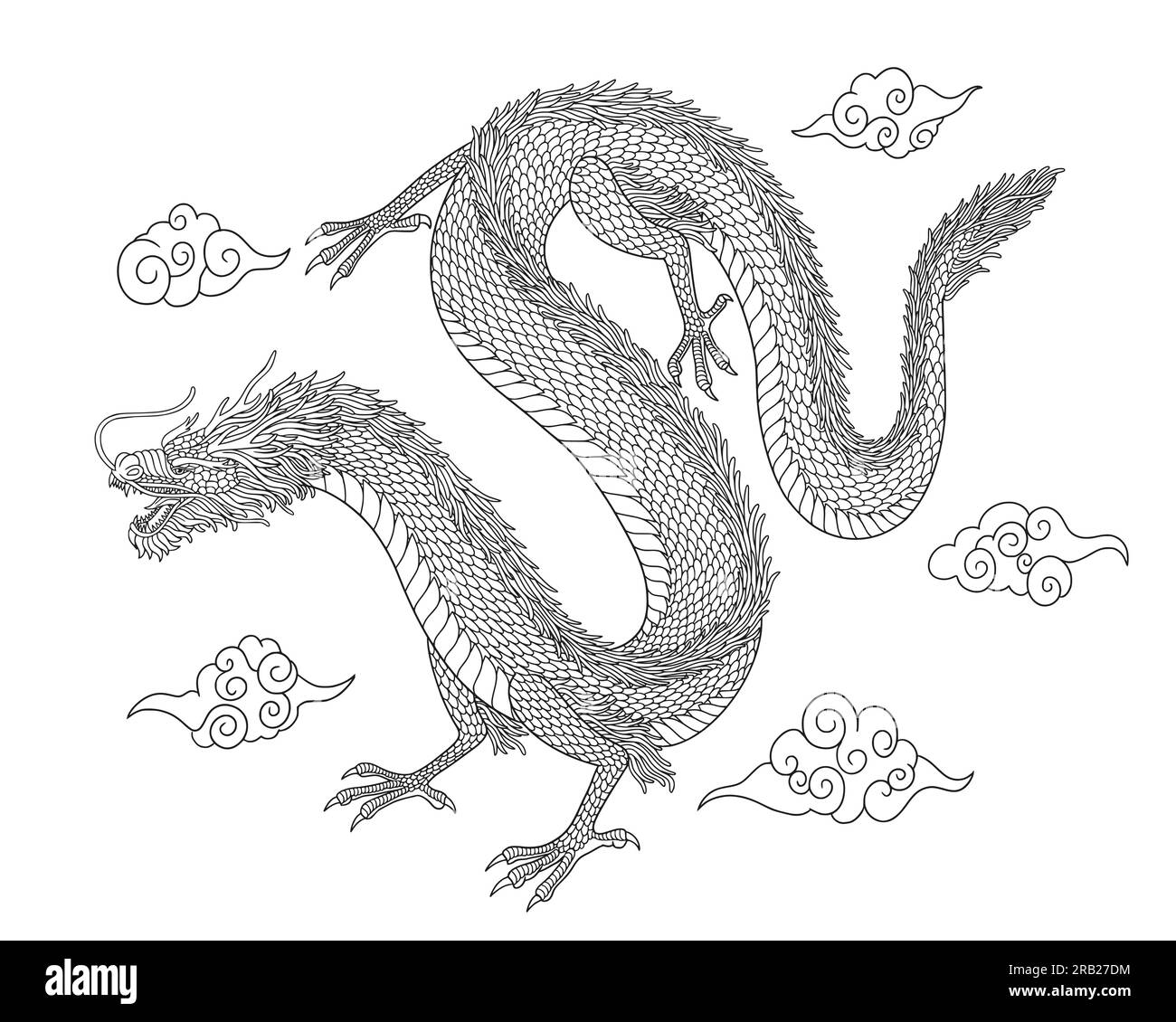Asian dragon art cut out stock images pictures