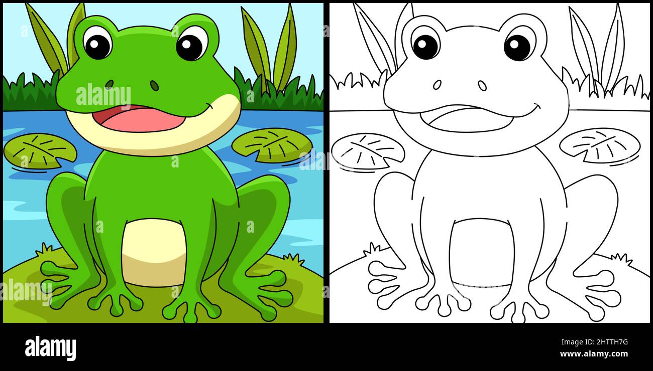 Frog line art hi