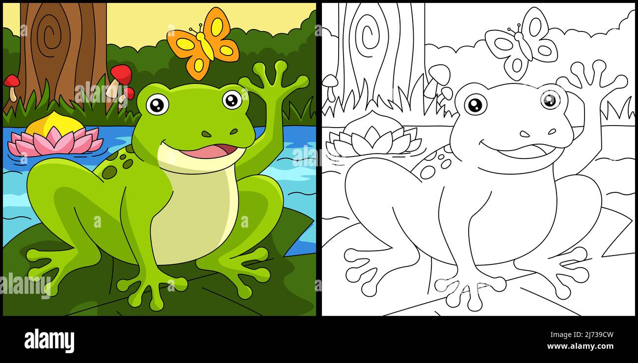 Frog line art hi