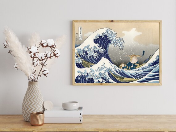 The great wave with a frog katsushika hokusai frog print