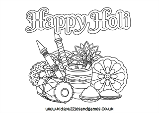 Happy holi louring page