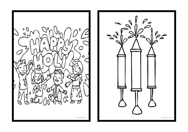 Holi colouring pages