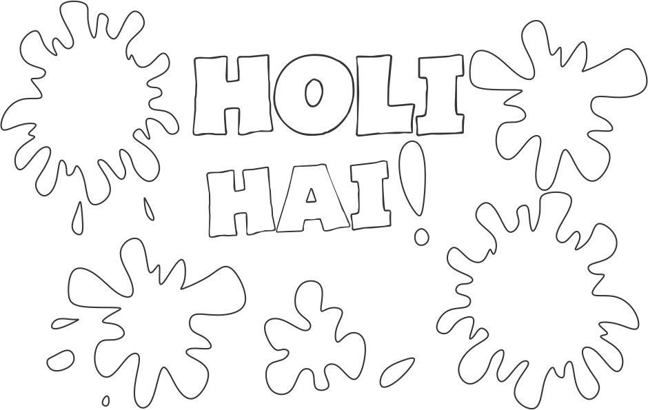 Happy holi coloring printable page for kids
