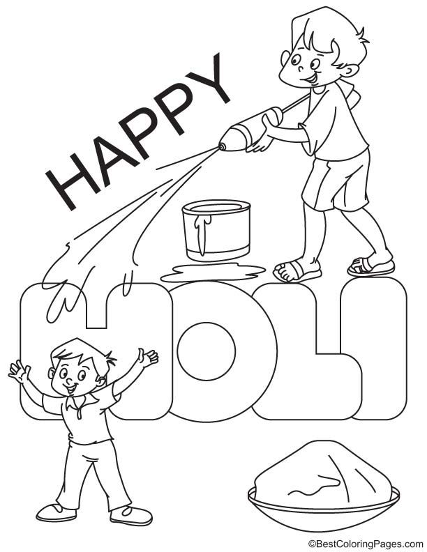 Happy holi coloring page holi colors holi painting holi drawing