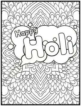 Holi festival coloring pages mindfulness coloring sheets by qetsy