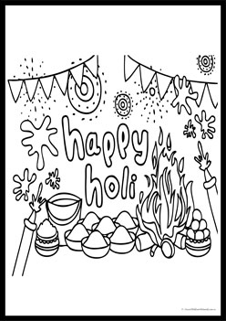 Holi colouring pages