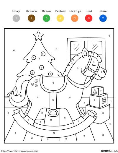 Free printable christmas color by number pages for kids