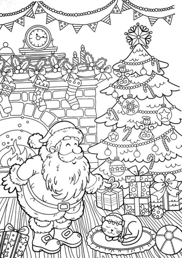 Free easy to print adult christmas coloring pages