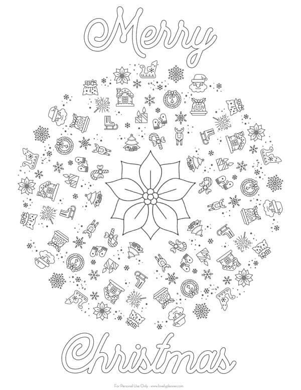 Free printable christmas mandala coloring page