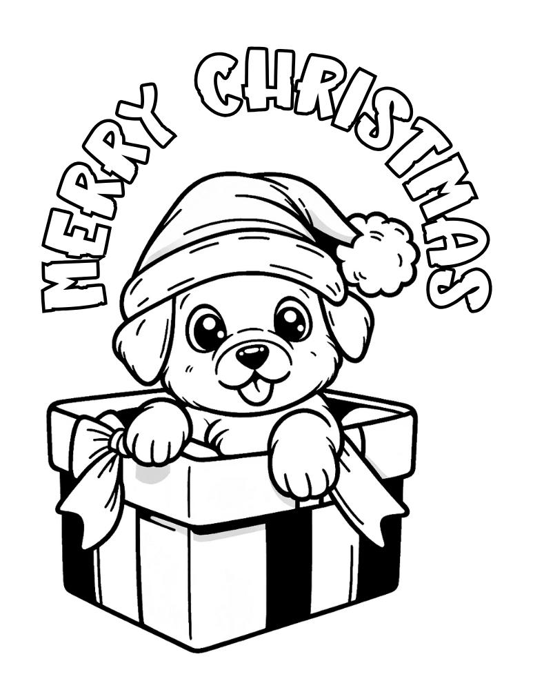 Free christmas dog coloring pages for kids