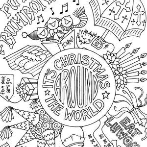 Holiday around the world coloring page