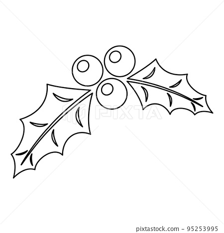 Coloring page with holly berry for kids