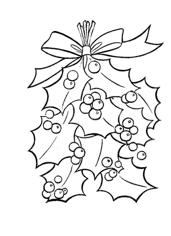 Holly leaves with bright red berries coloring page free printable coloring pages
