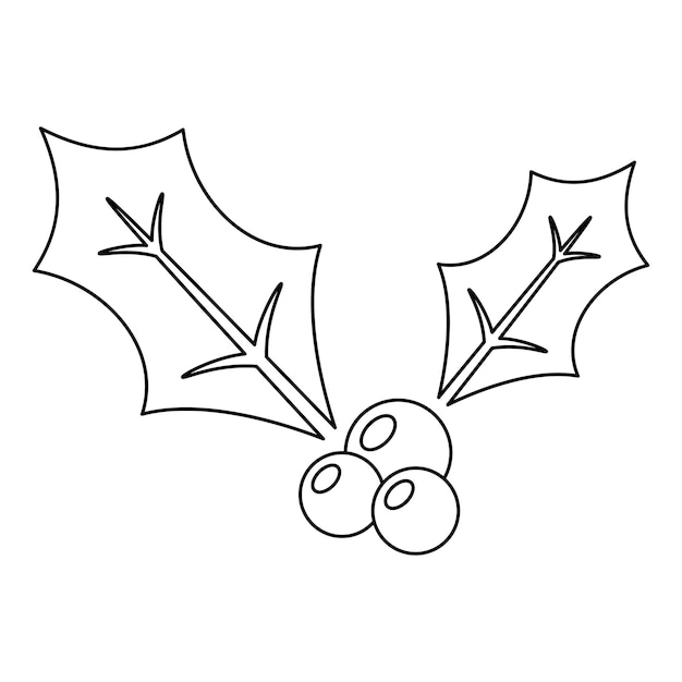 Premium vector coloring page with holly berry for kids