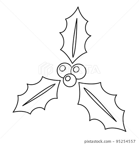 Coloring page with holly berry for kids