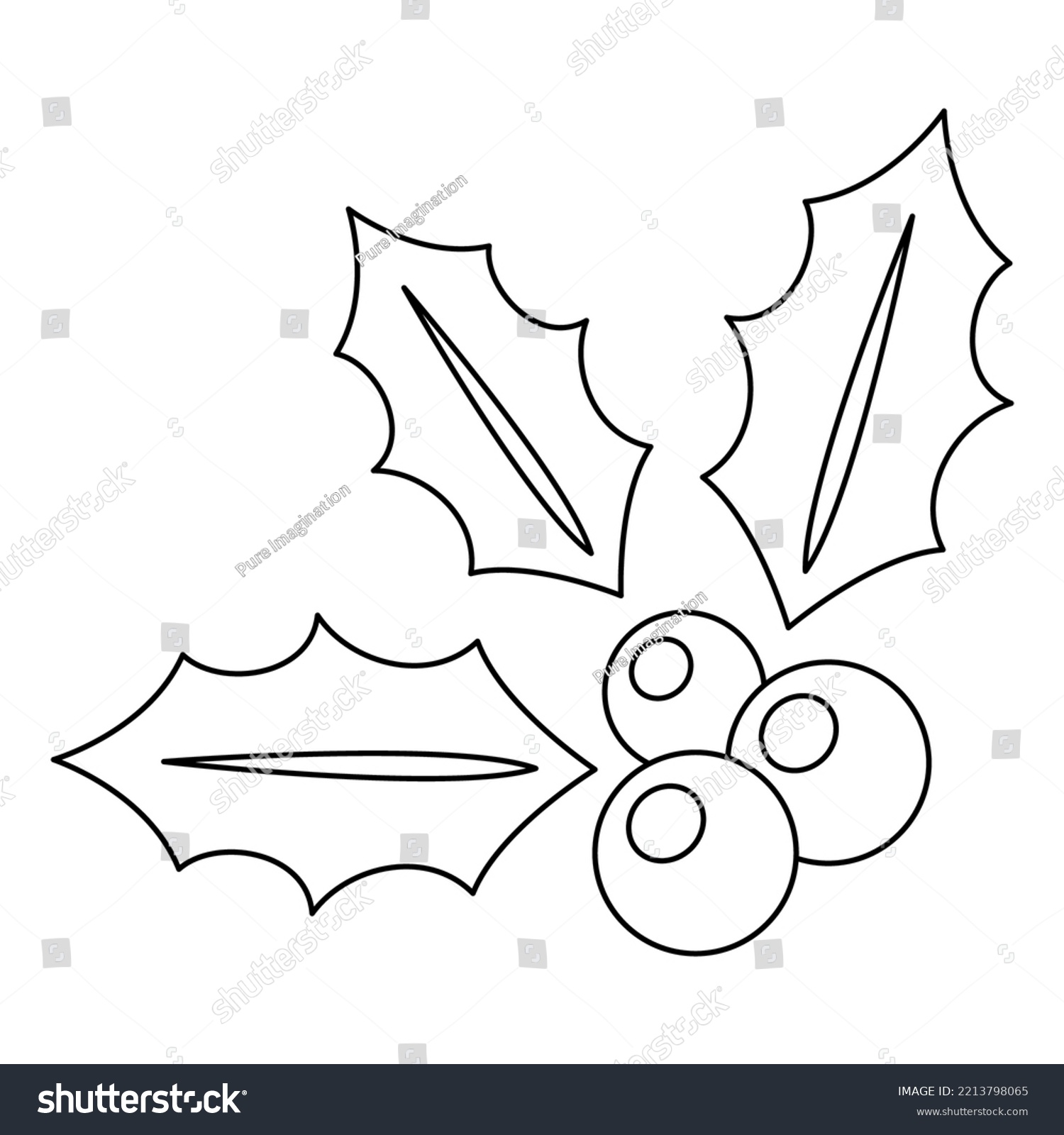 Coloring page holly berry kids stock vector royalty free