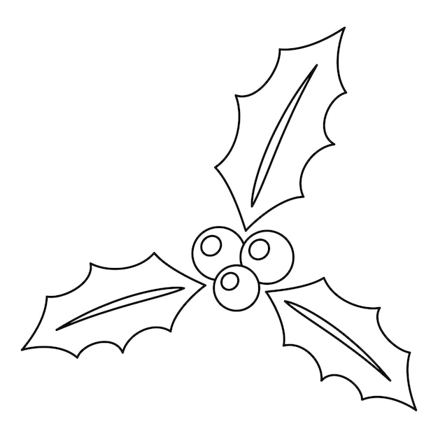 Premium vector coloring page with holly berry for kids