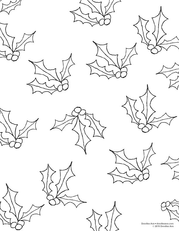 Holly leaf pattern diy printable coloring craft teacher parent ëë ê
