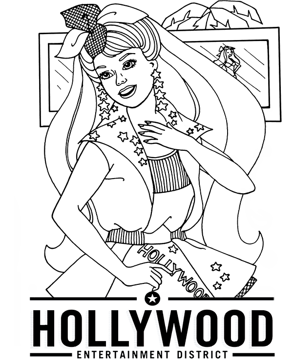 Barbie in hollywood coloring page