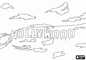 The famous hollywood sign with the giant letters on the hill in los angeles california coloring pagâ coloring pages love coloring pages coloring pages to print