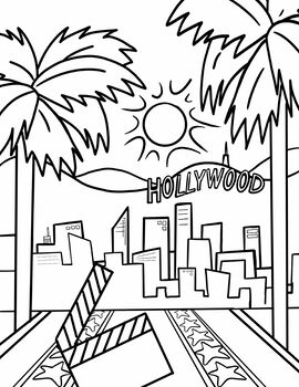 Hollywood california coloring page by educational coloring pages