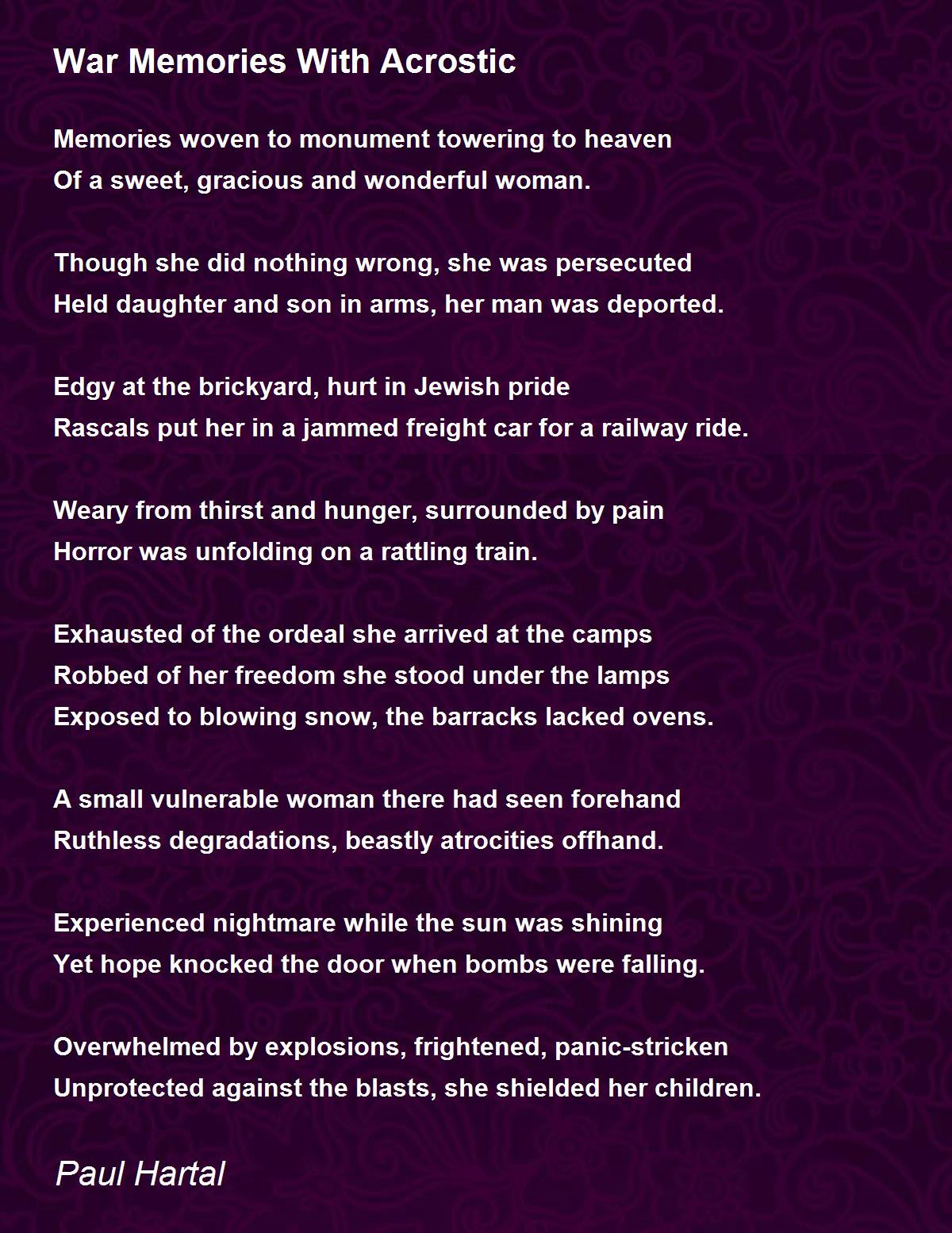War memories with acrostic