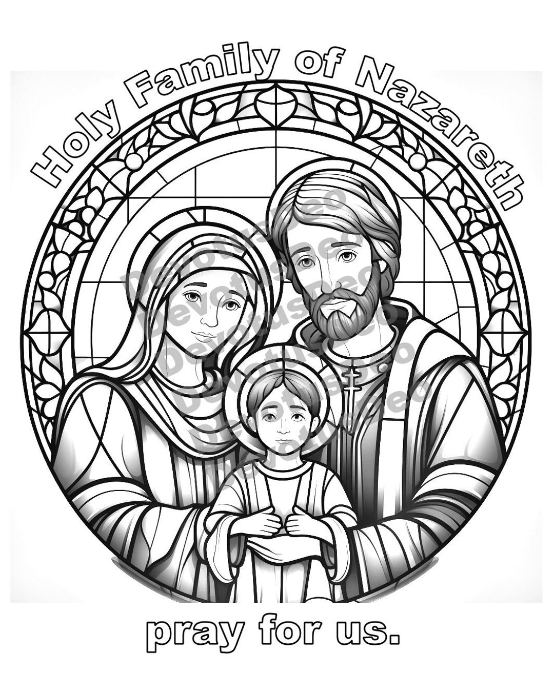 Catholic coloring page holy family christian instant download printable