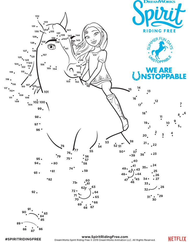 Connect the dots spirit riding free coloring pages free birthday stuff activities