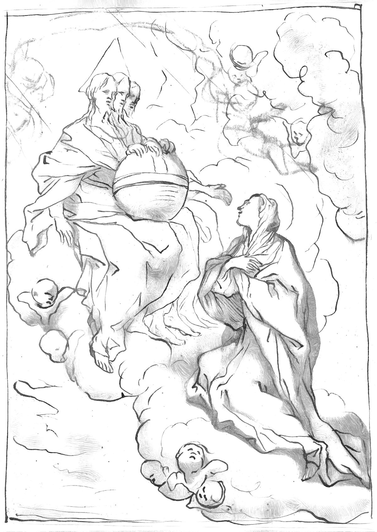 Blessed maria vittoria fornaris vision of the trinity by domenico piola