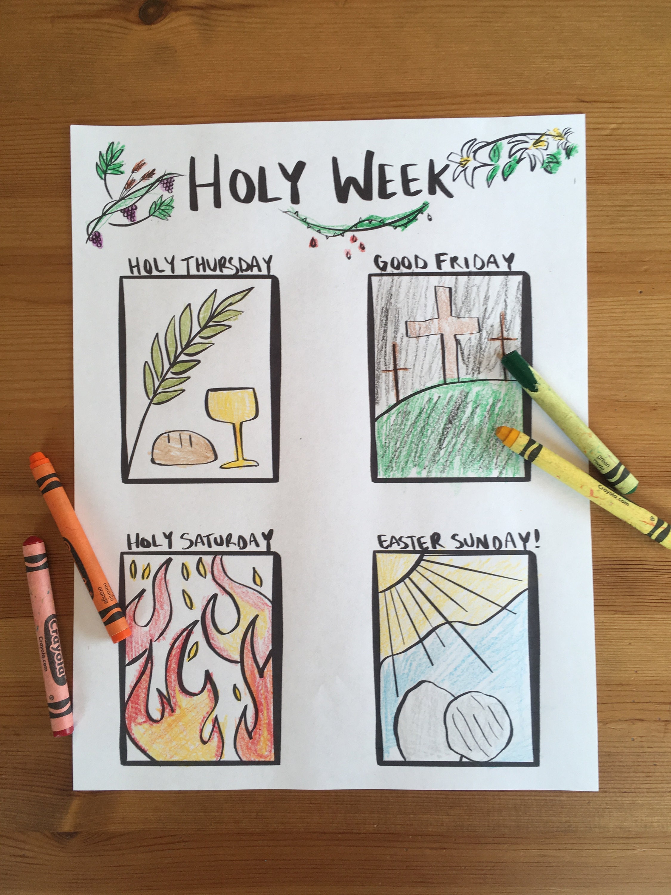 Holy week coloring page sheet liturgical year catholic resources for kids lazy liturgical feast day holiday christian prayer easter activity
