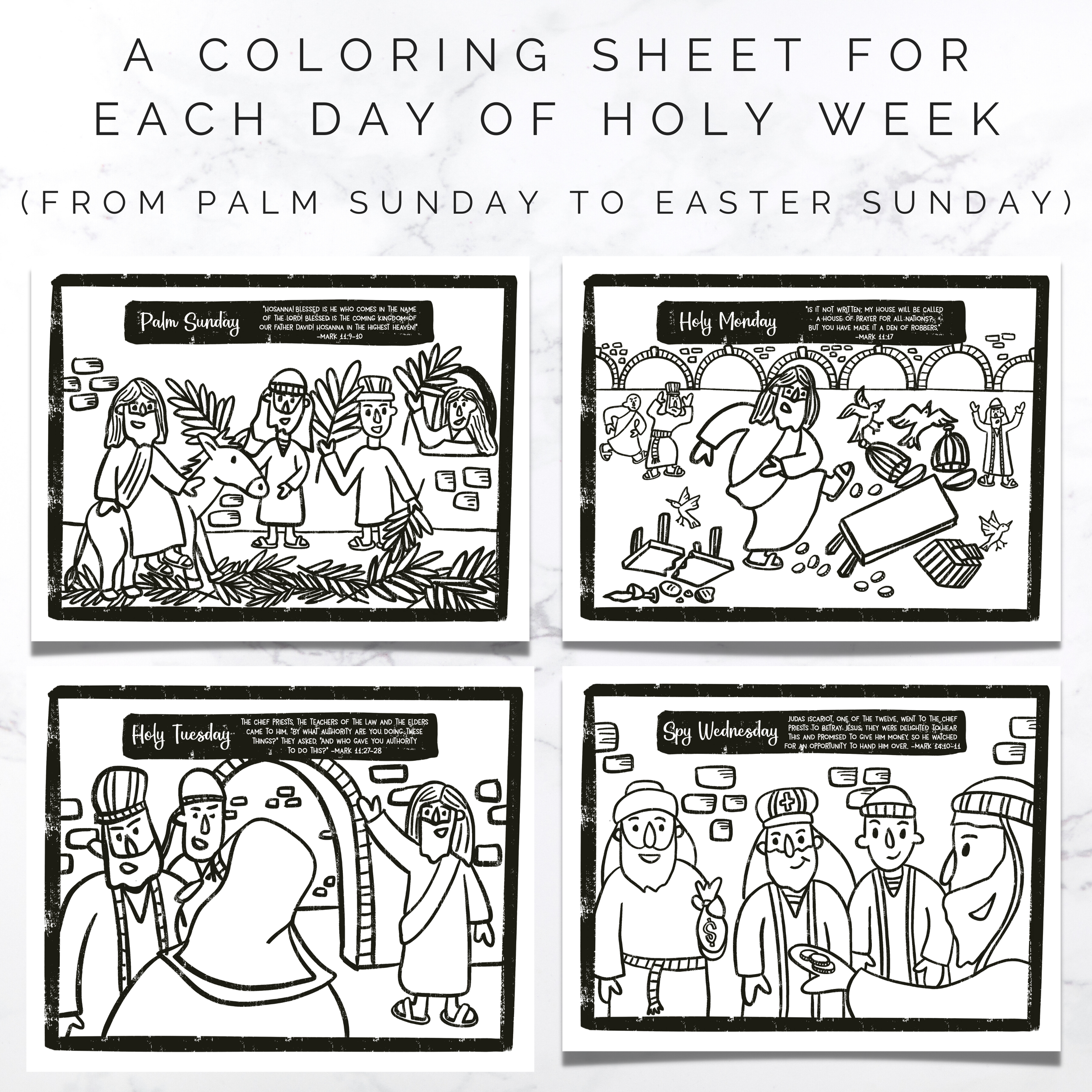 Holy week easter coloring sheets printable â rowerinn co