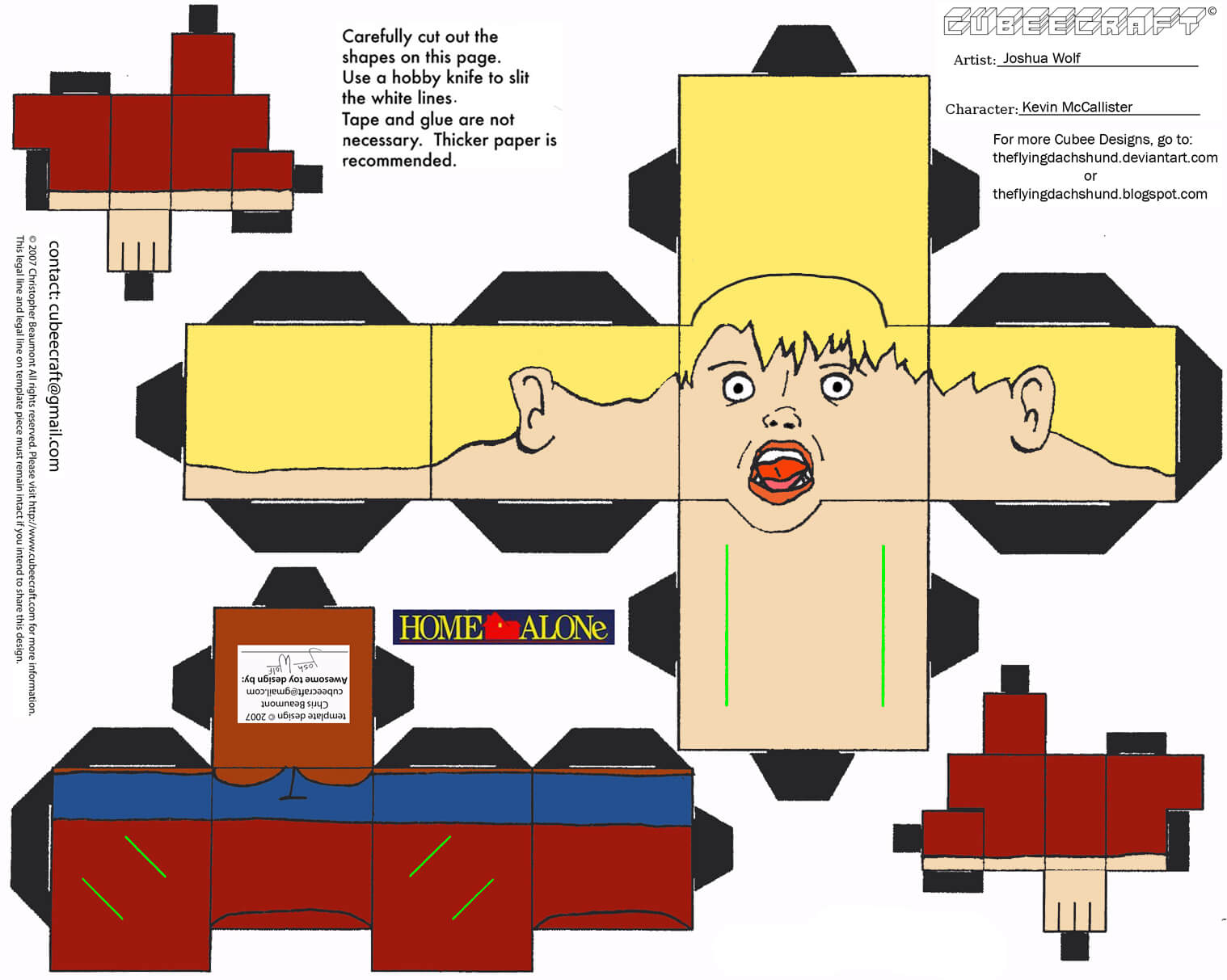 Kevin mccallister from home alone paper toy free printable papercraft templates