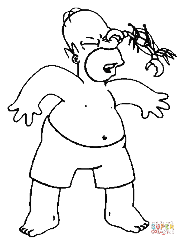 Homer got bitten by crab coloring page free printable coloring pages