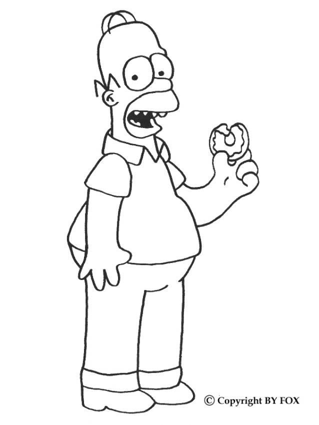 Homer eating a doughnut coloring page more the simpsons coloring sheets on hellokids donut coloring page cartoon coloring pages coloring pages