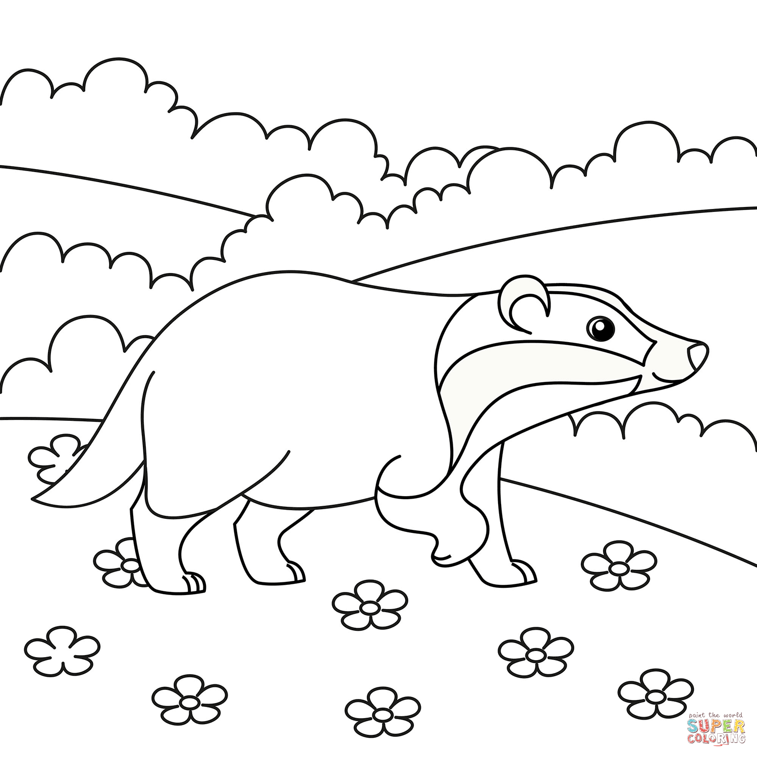 Badger coloring page free printable coloring pages