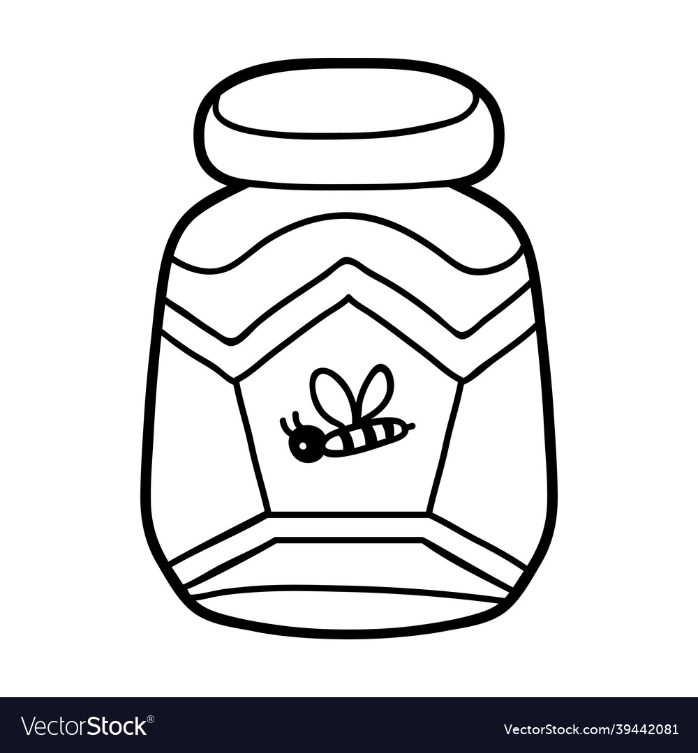 Coloring book jar of honey royalty free vector image