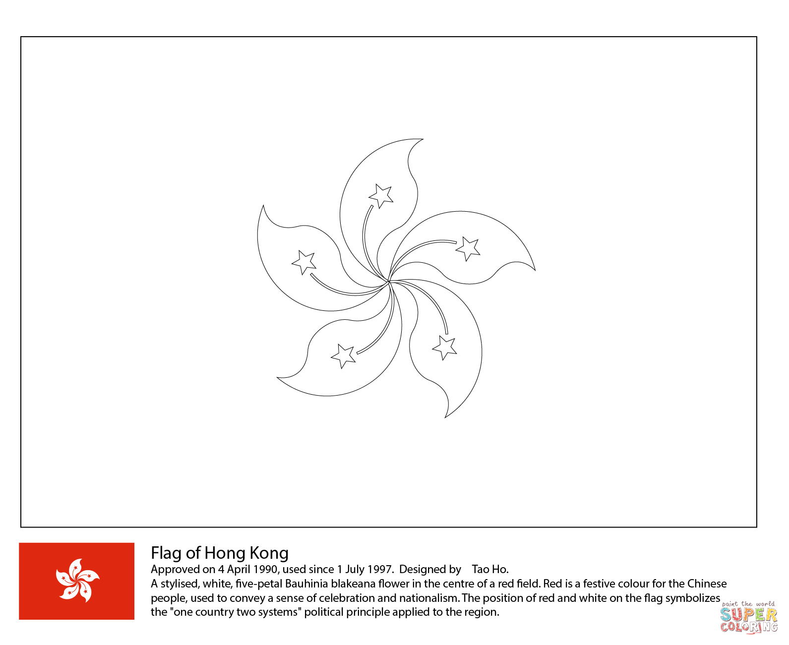 Flag of hong kong coloring page free printable coloring pages
