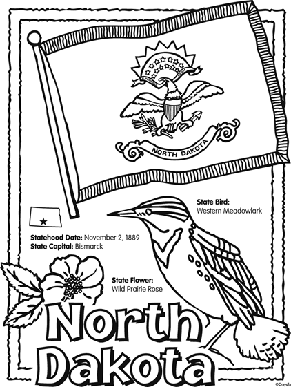 State of north dakota free coloring page