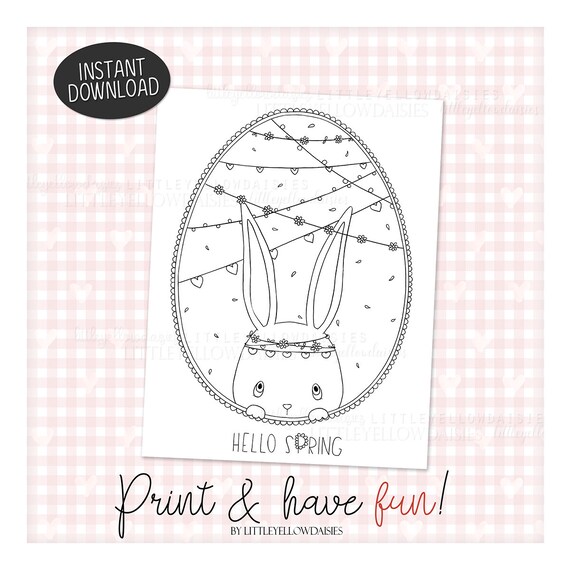 Spring coloring pages cute little bunnies easter coloring book activities for kids hop card crafts games printable instant download