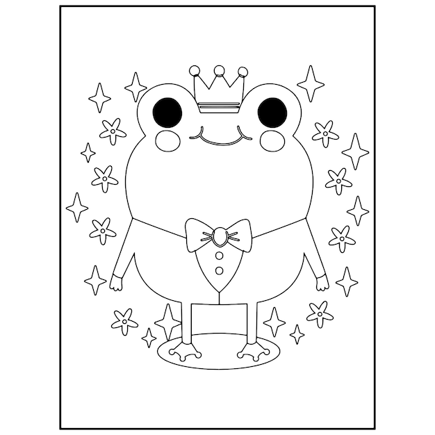 Premium vector frog coloring pages for kids