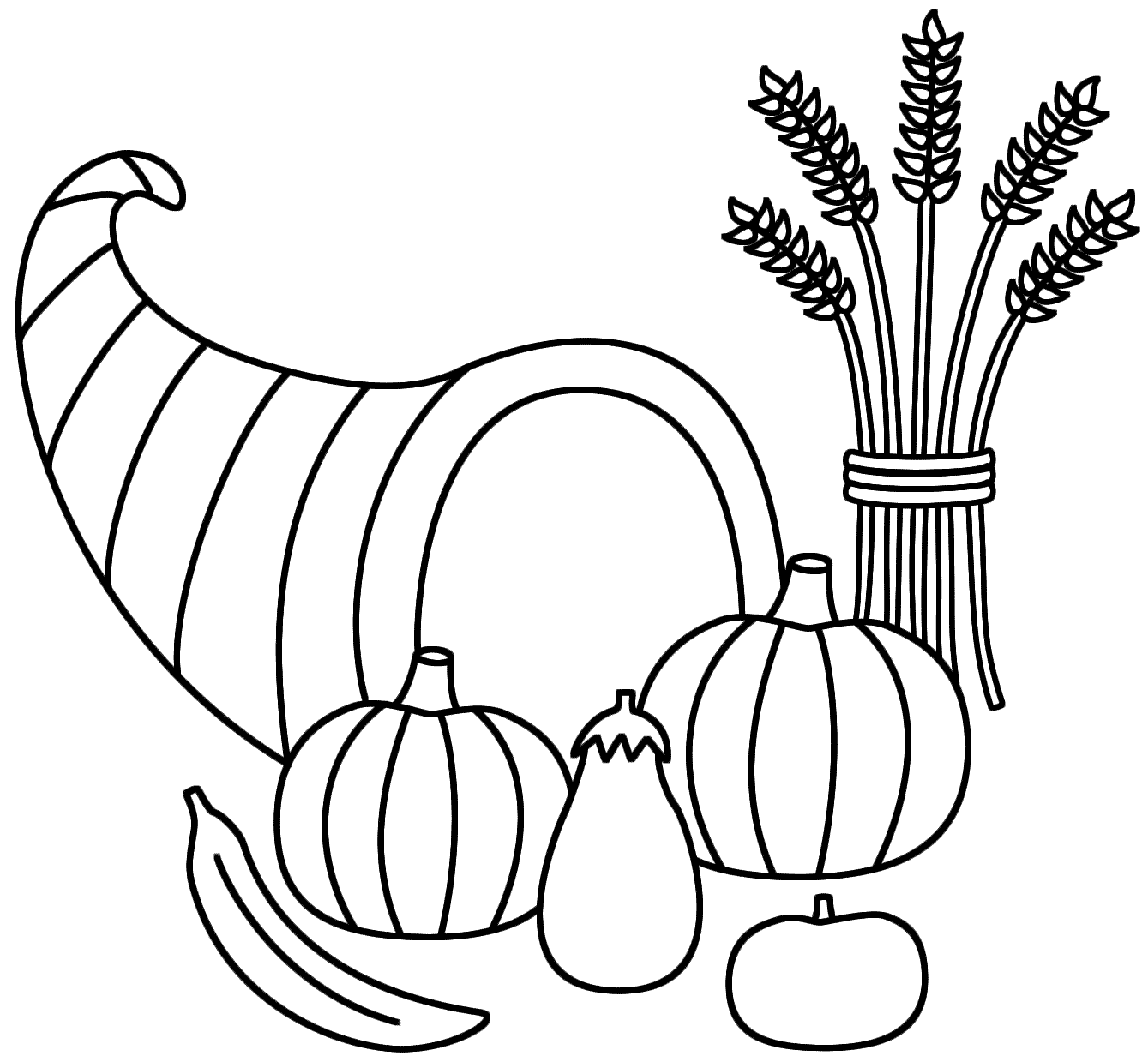 Horn of plenty with a wheat sheaf