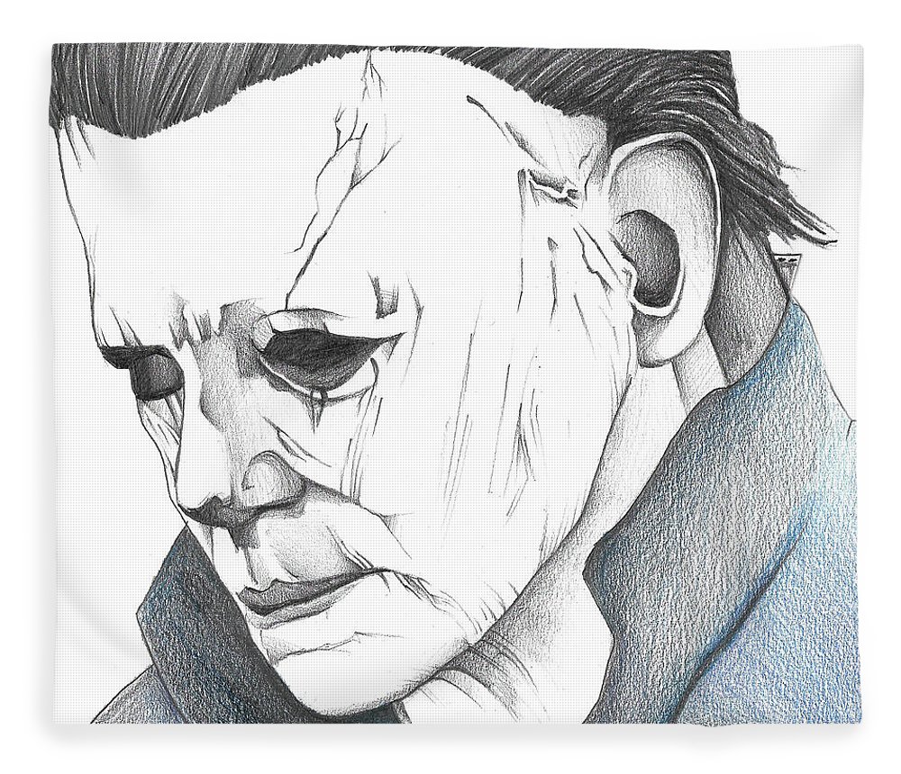 Michael myers fleece blanket by panagiota chaidogiannou