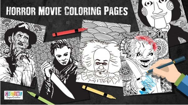 Costume supercenter on x free printable horror movie coloring pages with all your favorites coloringbook coloring adultcoloring horror michaelmeyers jasonvoorhees freddykruger httpstcoqkpxdo httpstcokeeuhfbi x