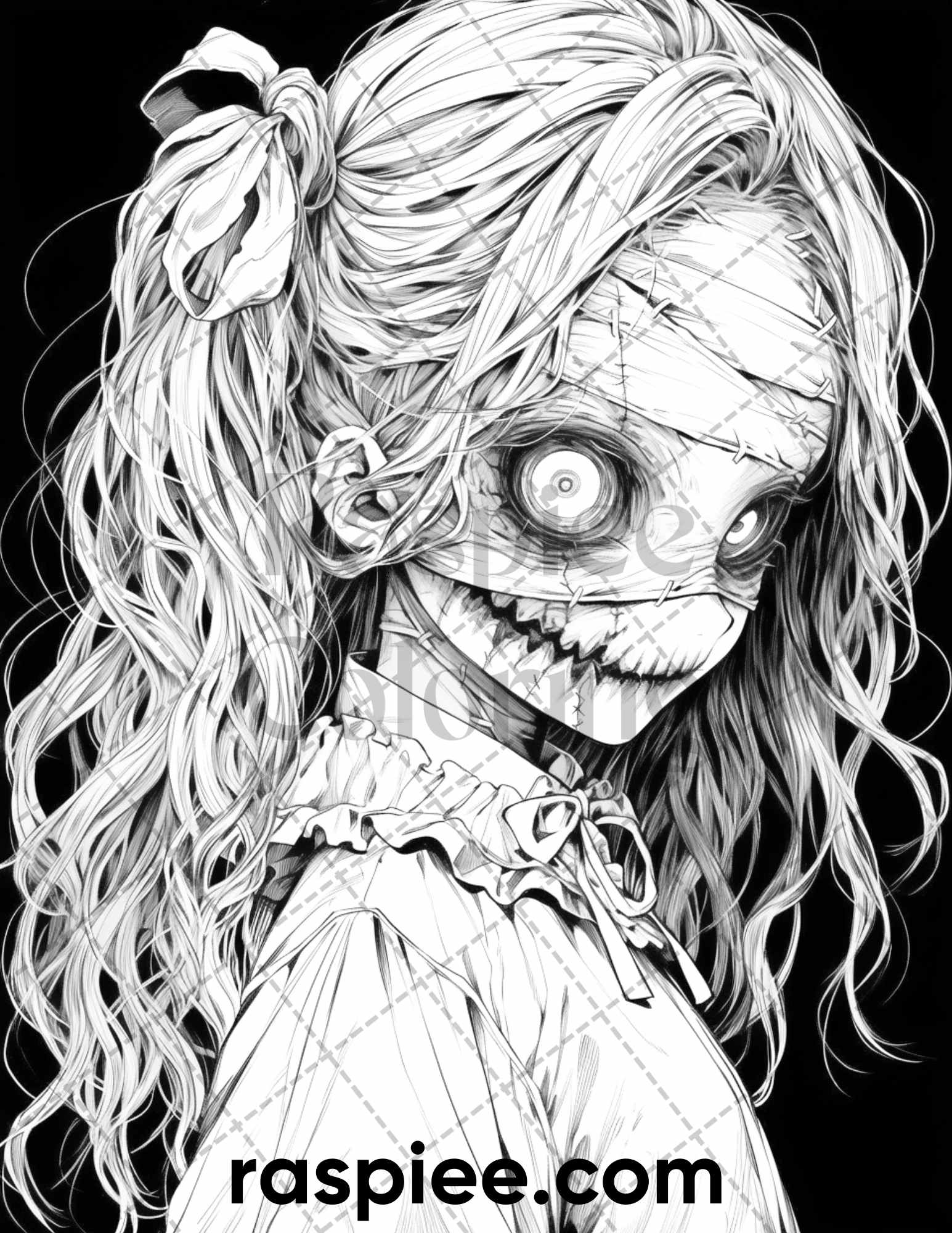 Horror beauties grayscale coloring pages printable for adults pdf â coloring