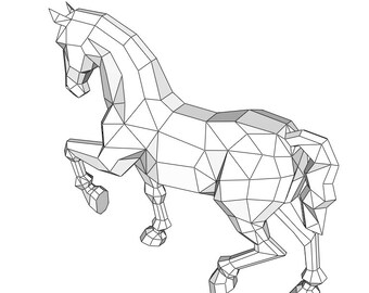 Horse diy metal welding low poly d model digital pattern pdf assembly scheme svg dxf cnc cut