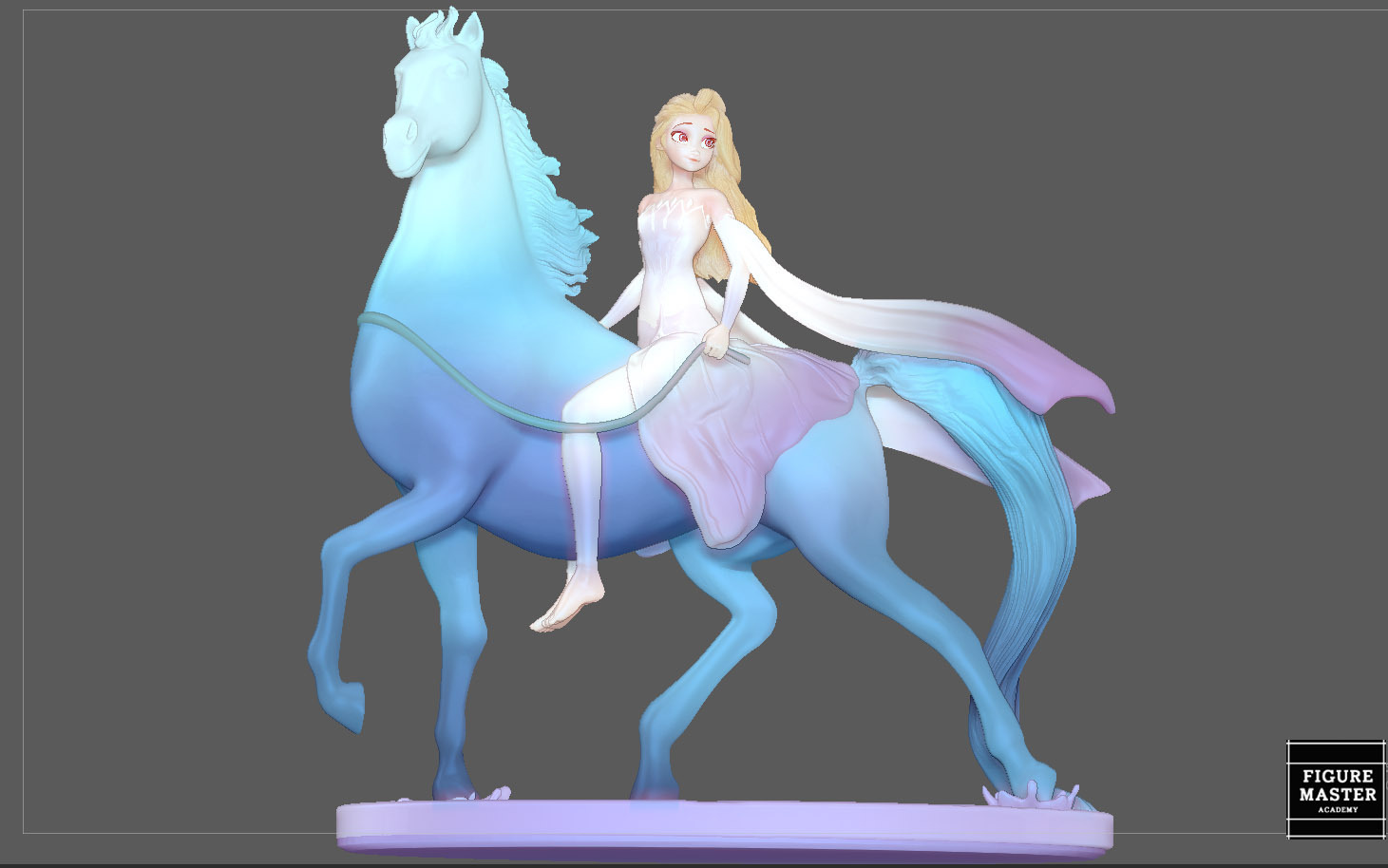 D file elsa on horse white dress frozen disney girl princess d print model ðãd printing model to downloadãcults