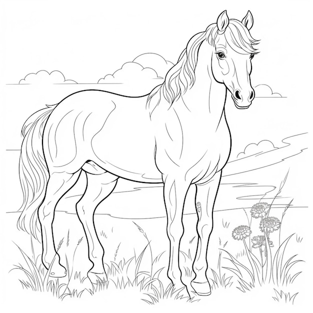 Premium ai image coloring pages of horses free printable horse coloring pages for kids generative ai