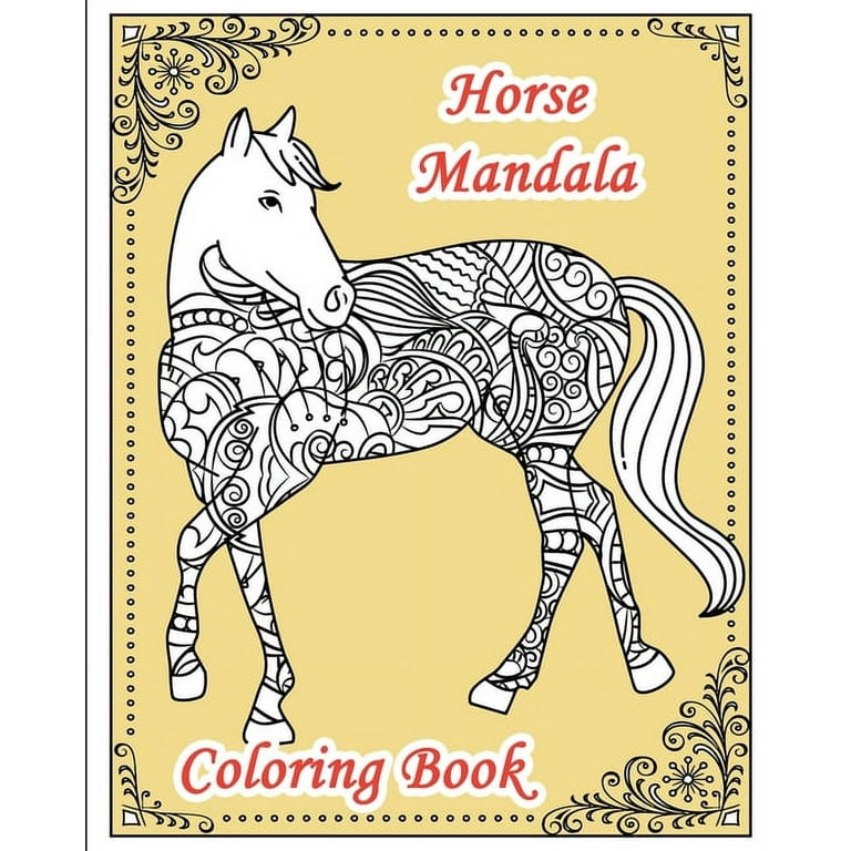 Horse mandala coloring book coloring pages with zentangle horses for adults teens and kids